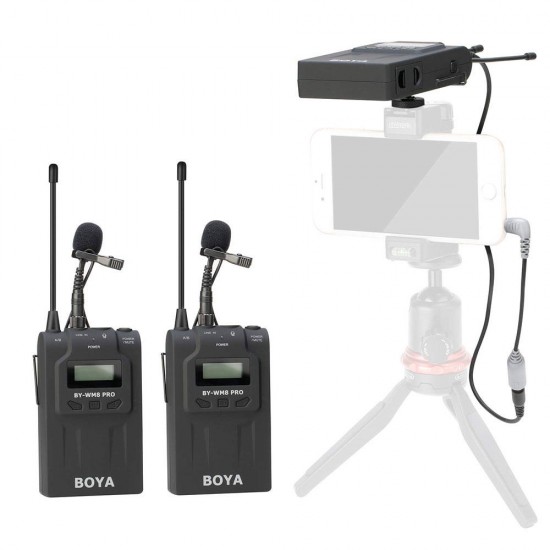 BY-WM8 Pro K2 Wireless Mic Microphone System Audio Video Recorder Receiver for DSLR SLR Camera Smartphone