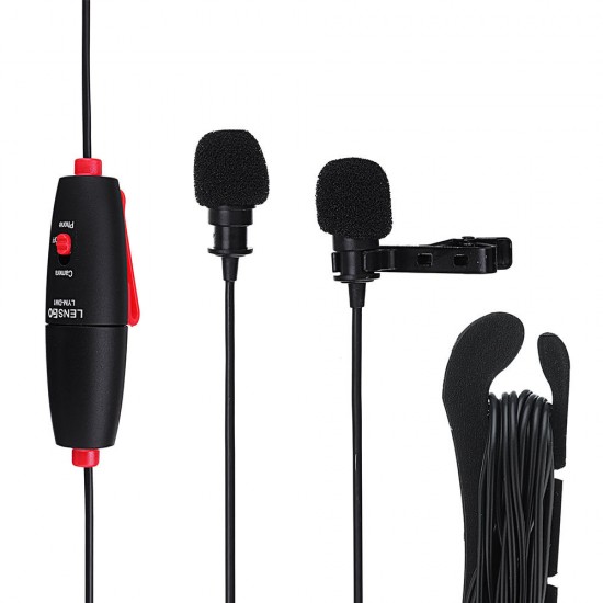 LYM-DM1 2 in 1 Omni-directional Lavalier Video Interview Condenser Microphone with 6m Cable
