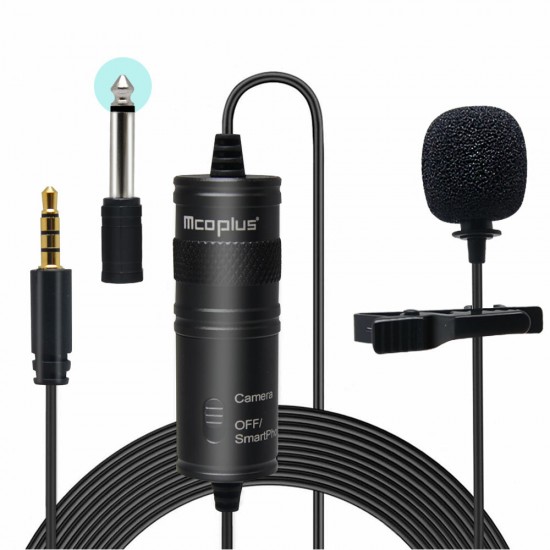 MCO-LVD600 Lapel Lavalier Microphone Interview Reception Vlog Live MIC Recording Compatible with Phone Camera Computer