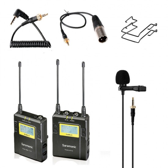 UwMic9 Wireless Lavalier Lapel Microphone Transmitter Receiver System for DSLR Camera