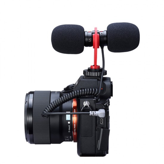 T Mic Dual Head Electret Condenser Stereo Vlog Microphone Universal Interview Mic for DSLR Smartphone