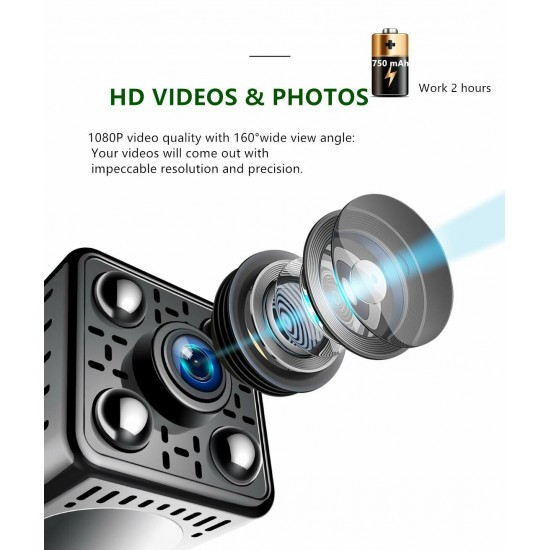 128GB L21 1080P 2MP Lens Camera 2-Hour Recorrding 30 FPS 140°Wide Angle