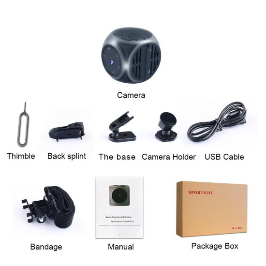 Mini 1080P Camera with Sport Bandage Camera Video Recording Night Vision Card Saving Motion Detect