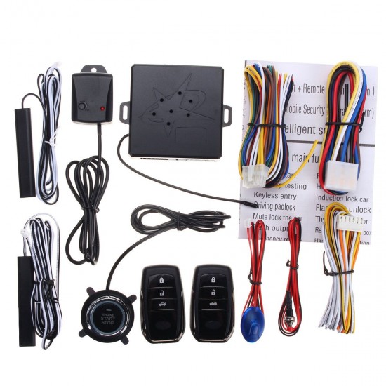 Car PKE Keyless Entry System Engine Push Start Button Vibration Alarm Remote Start Door Detect