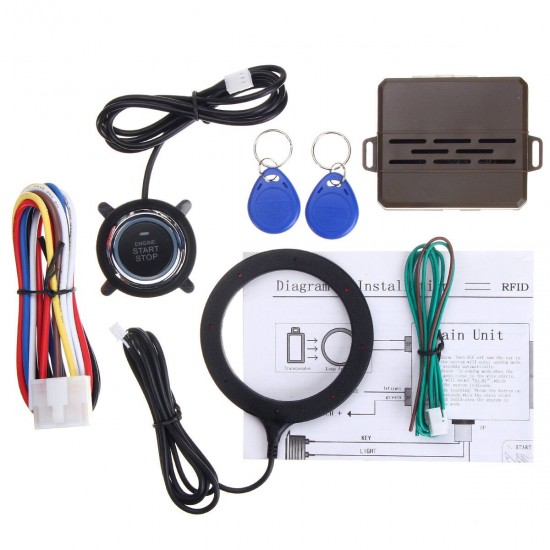 Engine Start Stop Keyless Entry System PKE Security Alarm Push Button RFID Sensor Remote for Car Auto SUV