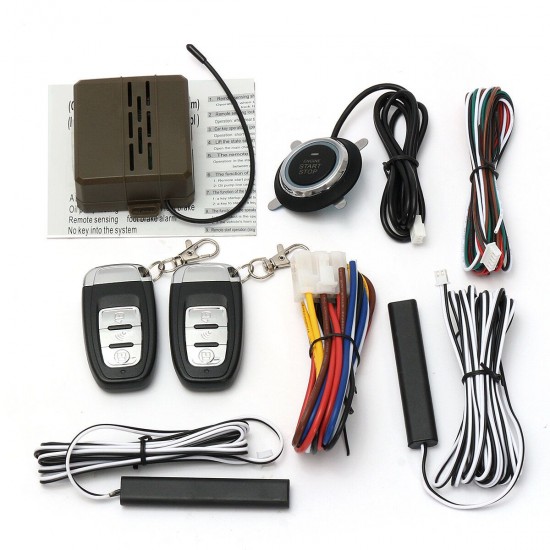 Universal Car PKE Keyless Entry System Engine Push Start Button Remote Control Alarm System