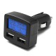12V 24V Universal Dual USB Interface Car Charger With Voltmeter Ammeter Thermometer LCD Display 12V 24V Universal Dual USB Interface Car Charger With Voltmeter Ammeter Thermometer LCD Display