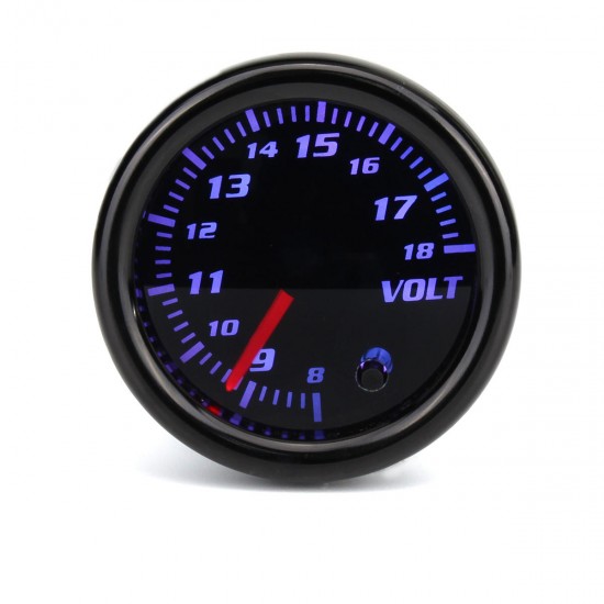 12V Universal 2 Inch 52mm Auto Voltmeter 7 Color LED Display Tinted Face