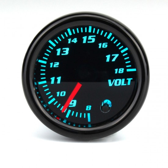 12V Universal 2 Inch 52mm Auto Voltmeter 7 Color LED Display Tinted Face