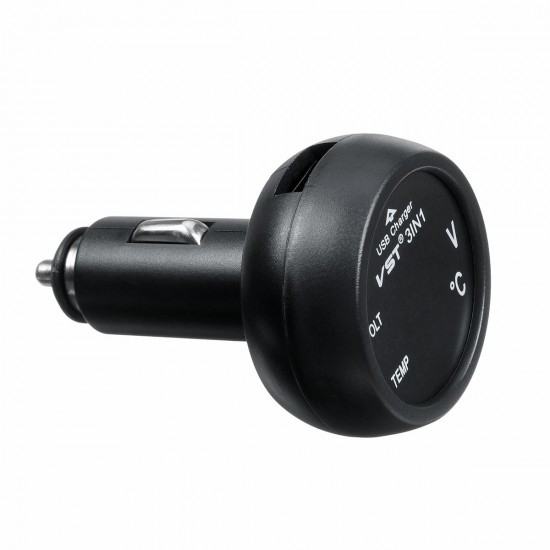 1Pcs 3 In 1 Car Digital LED Thermometer USB Charger Lighter Voltmeter 1Pcs 3 In 1 Car Digital LED Thermometer USB Charger Lighter Voltmeter