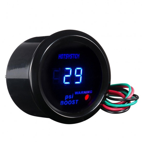 2 Inch 52mm Black Cover Car Universal Digital Blue LED PSI Boost Gauge Meter