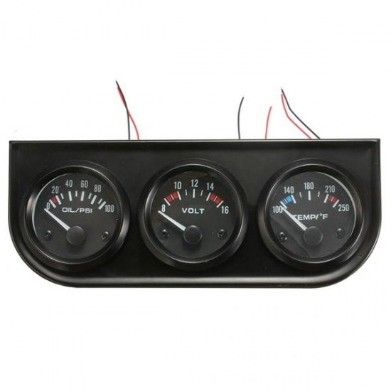 2 Inch 52mm Oil Pressure Volt Water Temp 3 Electronic Gauge Kits 8-16V LED Auto Car