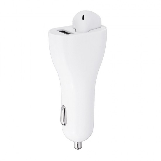 2in1 Fast Car Charger Adapter with bluetooth Wireless Headset Hands Free Mic Answer Call