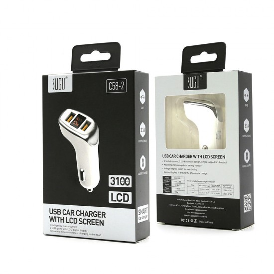 3.1A Digital Display Car Charger Dual USB Intelligent Voltage Current