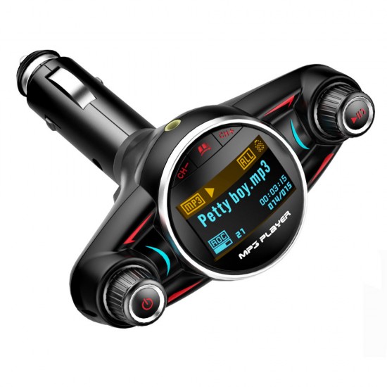 Stylish FM Modulator HandsFree Wireless bluetooth Car Charger Kit TF USB Music Receiver Adatper FM Transmitter MP3 Music Player