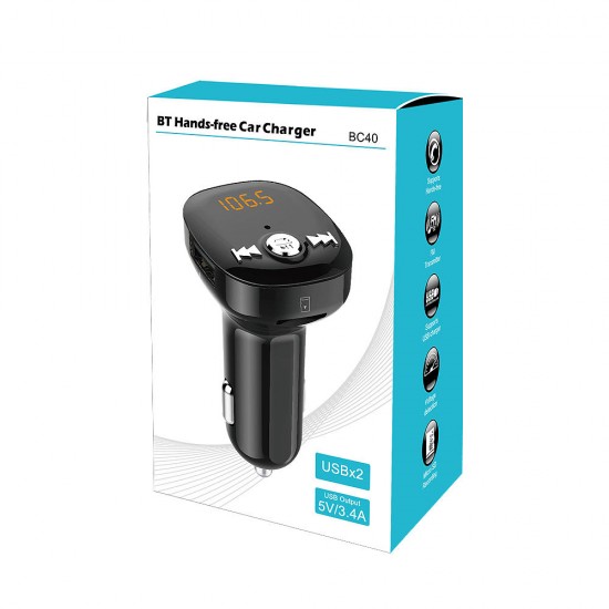 BC40 bluetooth Car MP3 Player Hands-free Phone FM Transmitter Supports TF Card U disk