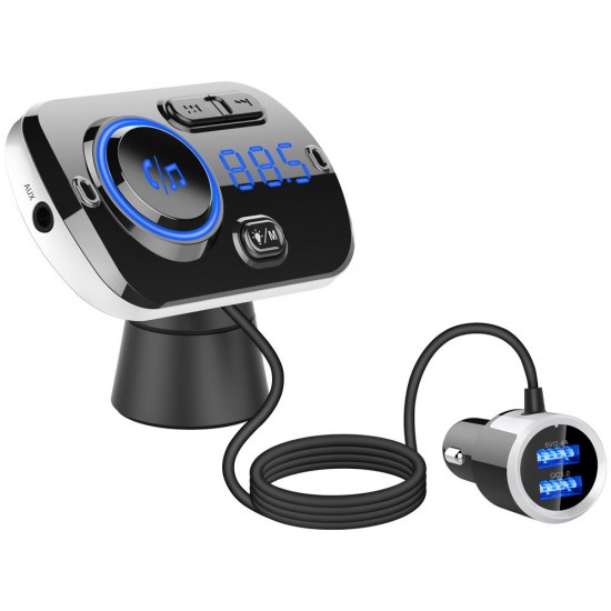 BC49BQ QC3.0 Fast Car Charger Voice Control bluetooth Handsfree MP3 Player Digital Lights
