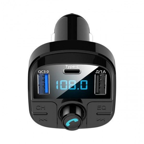 BT29 Bluetooth 5.0 Car Kit Wireless FM Transmitter Dual USB Fast Charger Audio Mp3 Player With TF Slot Type-C Port