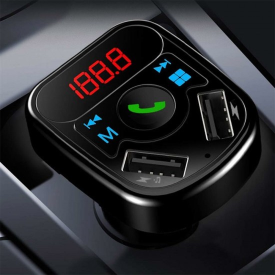 Car Charger Bluetooth Audio Receiver LCD Display MP3 Dual-load USB Multi-function Player