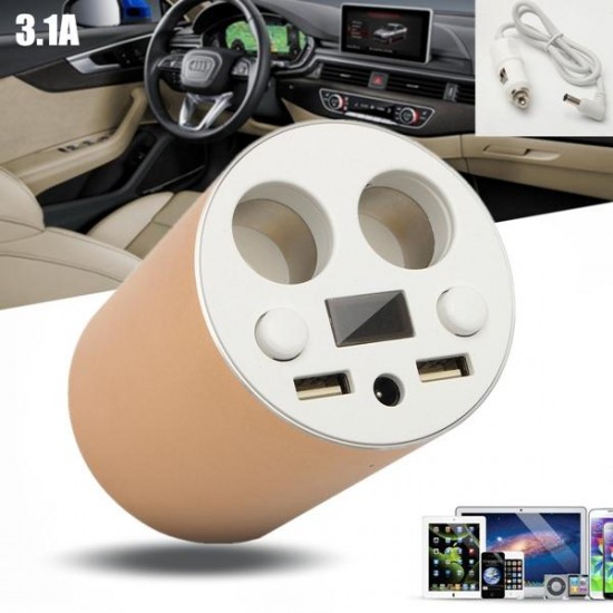 Car Charger Power Dual 2 USB Adapter 2 Cigarette Lighter Splitter Switch Voltage Detection Car Charger Power Dual 2 USB Adapter 2 Cigarette Lighter Splitter Switch Voltage Detection