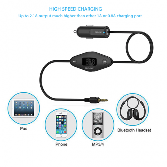 Car FM Transimittervs Hands-free MP3 Player 3.5mm Headphone with Universal USB Car Charger Car FM Transimittervs Hands-free MP3 Player 3.5mm Headphone with Universal USB Car Charger