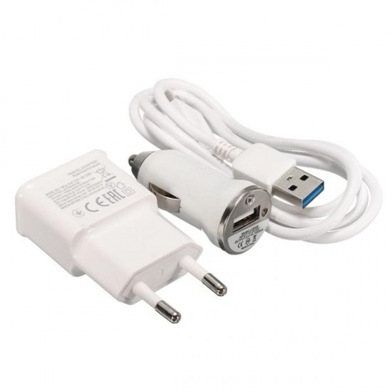 Car USB Charger Adapter Wall Charger Combo Micro USB 3.0 Cable for Galaxy S5 Note 3