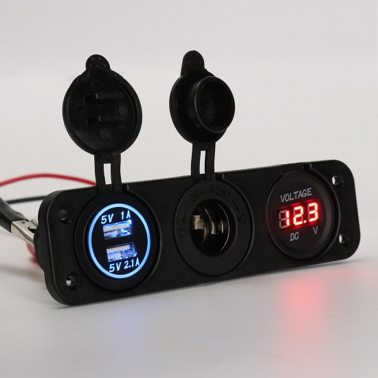 DC 12V Dual Usb Charger Car Cigarette Lighter Socket Lighter Adapter Outlet Volt Meterr DC 12V Dual Usb Charger Car Cigarette Lighter Socket Lighter Adapter Outlet Volt Meterr
