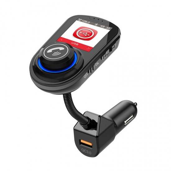 G45 1.8 Inch Colorful QC3.0 Fast Car Charger Bluetooth MP3 Player EQ Audio Frequency FM Transmitter