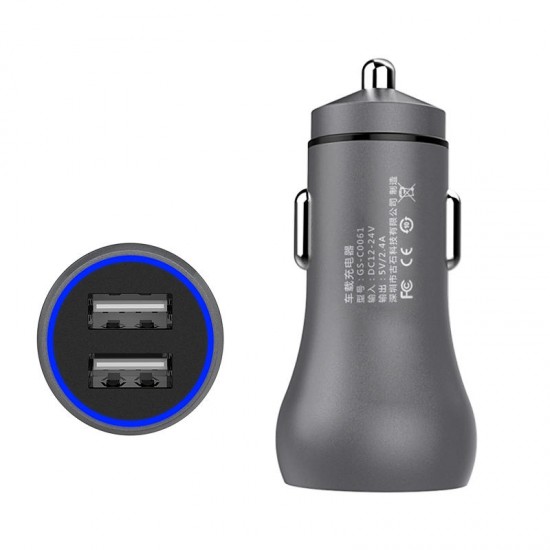 GS-C0061 5V 2.4A Metal Dual USB Mobile Phone Tablet Car Charger With LED Light GS-C0061 5V 2.4A Metal Dual USB Mobile Phone Tablet Car Charger With LED Light