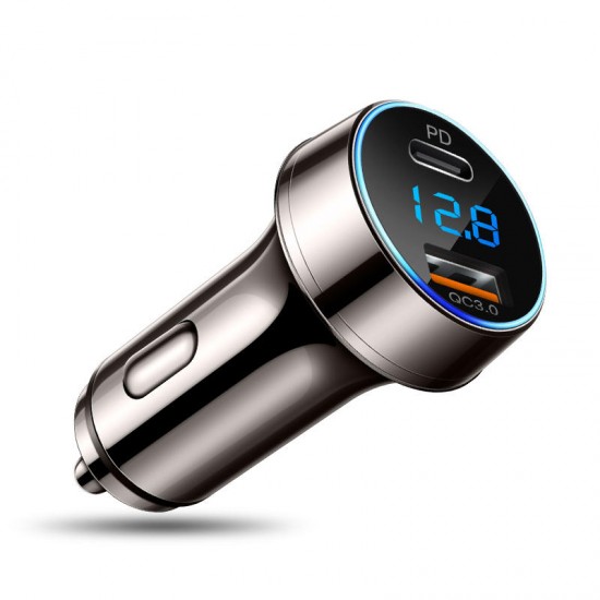 HSC-3000 6A Current Super Fast Charge Copper Body PD And QC 3.0 Digital Car Charger HSC-3000 6A Current Super Fast Charge Copper Body PD And QC 3.0 Digital Car Charger