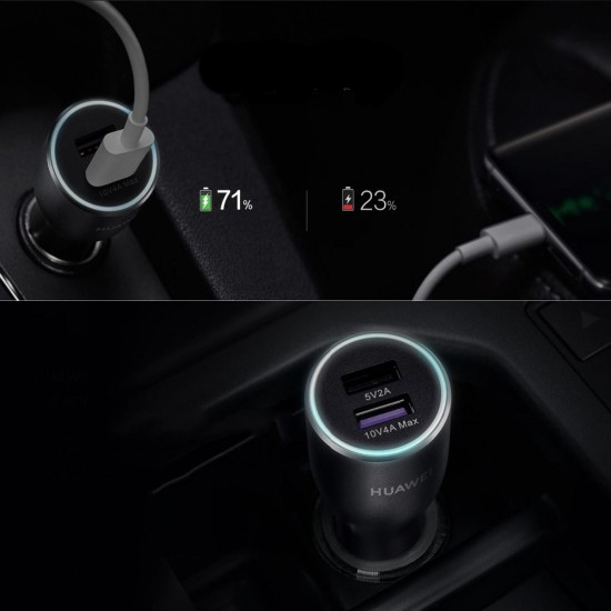 Huawei 40W SuperCharge Car Charger 40W Max 10V 4A Dual USB 5A Type C Cable Included Huawei 40W SuperCharge Car Charger 40W Max 10V 4A Dual USB 5A Type C Cable Included