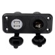 Car Charger DC 12V 24V Dual 5V 2.1A USB Socket Plus 20A Cigarette Lighter Socket Black Color