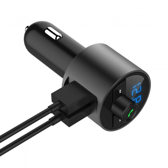 Mini LED Display Dual USB bluetooth Hands-free Smart Quick Wireless 3.6A Car Charger with Microphone