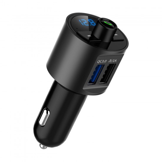 Mini LED Display Dual USB bluetooth Hands-free Smart Quick Wireless 3.6A Car Charger with Microphone