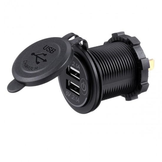 P15-S Touch Switch with Power Cord 2.1A+2.1A Dual USB Car Motorized Modified Charger Mobile Phone 12-24V P15-S Touch Switch with Power Cord 2.1A+2.1A Dual USB Car Motorized Modified Charger Mobile Phone 12-24V