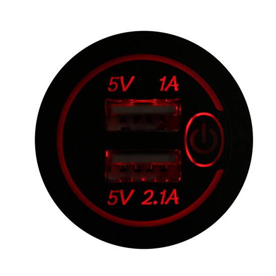 P8-S Touch Switch with Terminal 2.1A+1A Dual USB Car motorized Motor Home Modified Charger Phone 12-24V