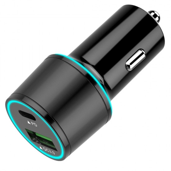 QC 3.0 Car Charger Metal Double Aperture PD Two In One Car Charger