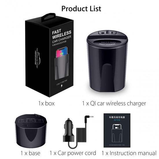 Wireless Fast Car Charger with USB Type C Output