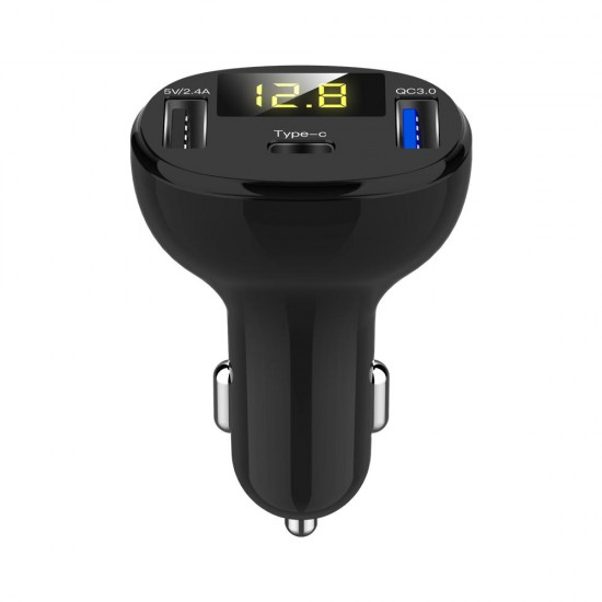 C02 Black Car Charger Digital Display QC3.0 Fast Charge Type-c C02 Black Car Charger Digital Display QC3.0 Fast Charge Type-c