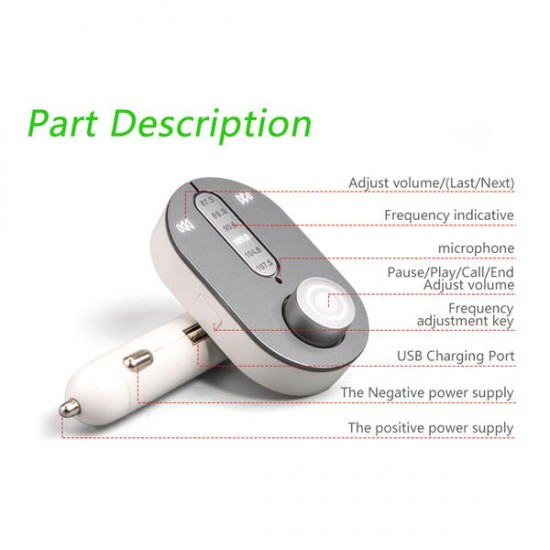 T9 bluetooth Car Kit Hands Free FM Transimittervs MP3 Player Car Charger