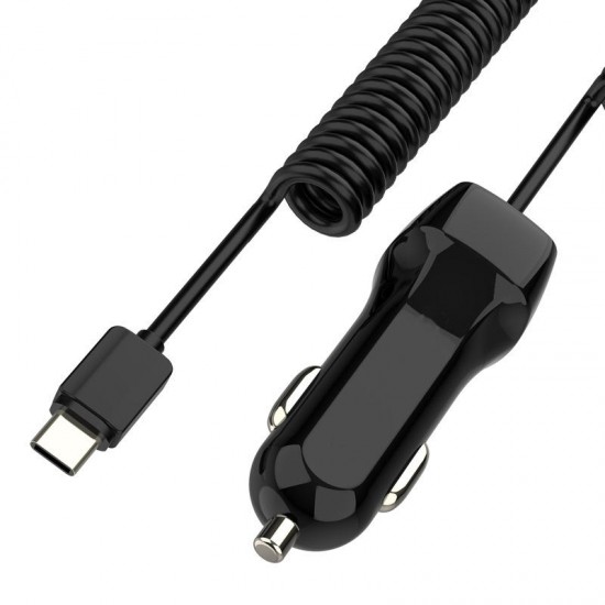 TYPE-C Interface 2.4A USB Fast Charge Car Charger with 1.5 Meters Spring Line TYPE-C Interface 2.4A USB Fast Charge Car Charger with 1.5 Meters Spring Line