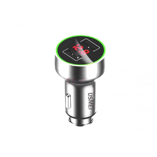 C7 Zinc Alloy 3.6A Dual USB Car Charger Breathing Light With Voltage Current LED Display