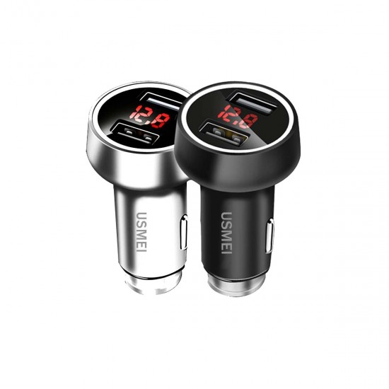 C7 Zinc Alloy 3.6A Dual USB Car Charger Breathing Light With Voltage Current LED Display