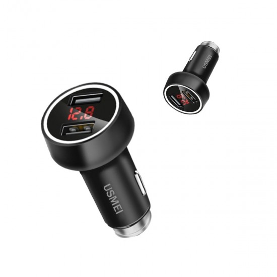 C7 Zinc Alloy 3.6A Dual USB Car Charger Breathing Light With Voltage Current LED Display