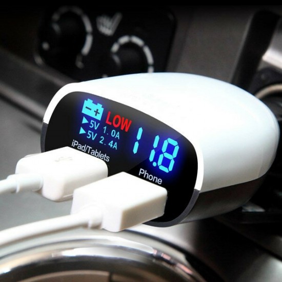 Universal 12/24V To 5V 3.4A Dual Usb Ports LED Car Charger Travel Charger For Smartphone