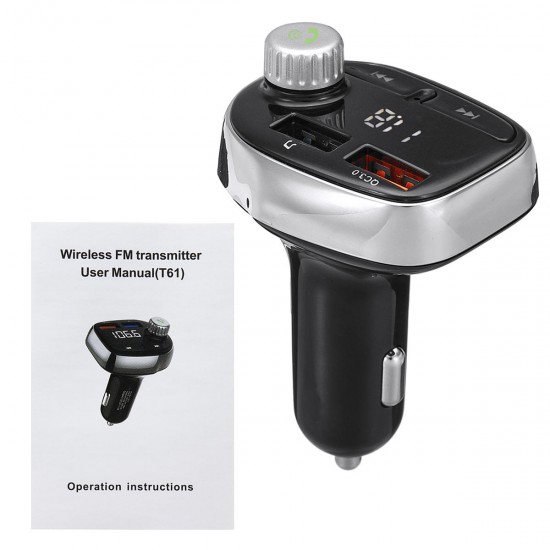 Wireless Bluetooth Car MP3 Player FM Transmitter Radio LCD SD Dual USB Car Charger Kit