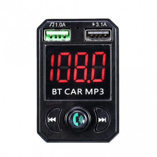 Wireless Bluetooth Handsfree 3.1A Fast Charge Car Kit FM Transmitter MP3 Player Dual USB Charger