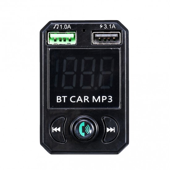 Wireless Bluetooth Handsfree 3.1A Fast Charge Car Kit FM Transmitter MP3 Player Dual USB Charger