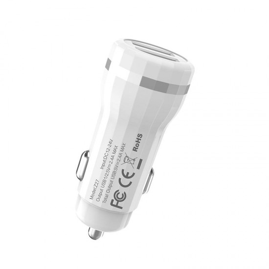 Z27 DC 5V 2.4A Dual USB Ports Car Charger