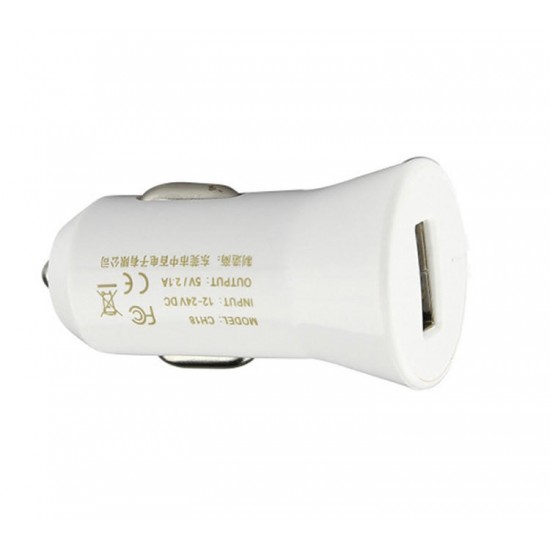 CH18A USB Car Charger 5V 2.1A for iPhone Xiaomi Samsung Digital USB Port Electrric Device